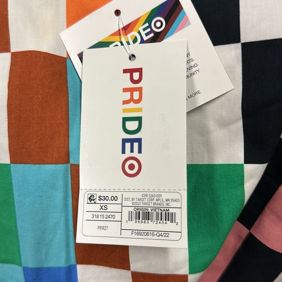 NEW Target Pride Multicolor Checkered Short Sleeve Skater Dress - Picture 7 of 8